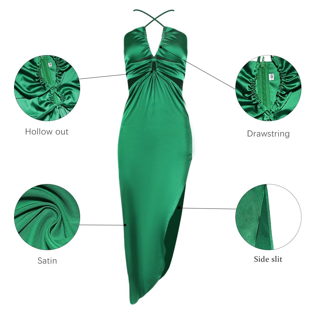 Satin Green Dress
